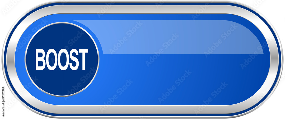 Boost long blue web and mobile apps banner isolated on white background. Boost long blue web and mobile apps banner isolated on white background.