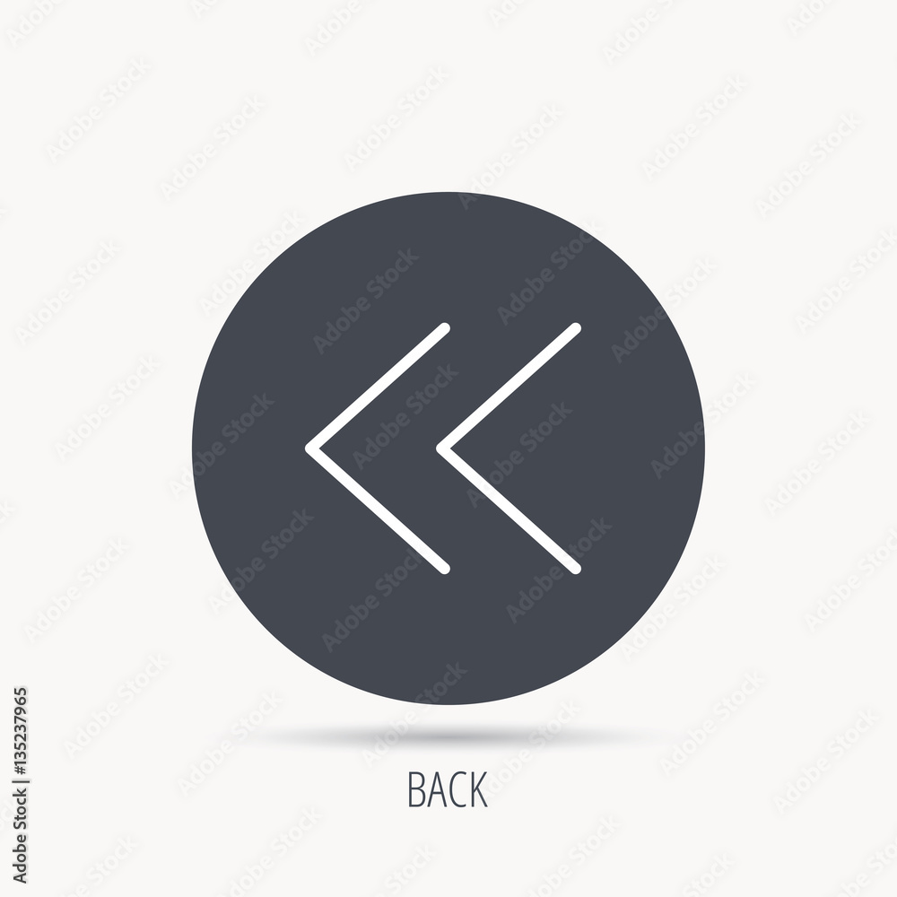 Back arrow icon. Previous sign. Left direction symbol. Round web button with flat icon. Vector Back arrow icon. Previous sign. Left direction symbol. Round web button with flat icon. Vector