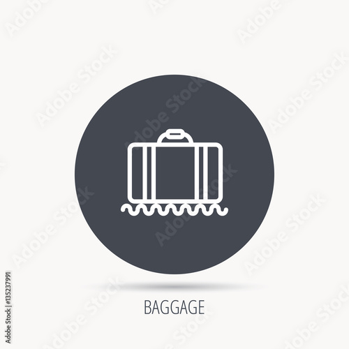 Baggage icon. Luggage sign. Round web button with flat icon. Vector
