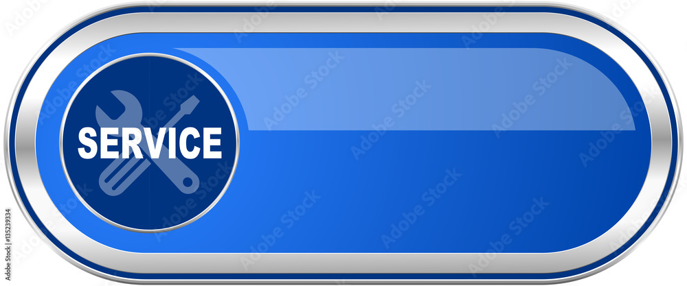 Service long blue web and mobile apps banner isolated on white background. Service long blue web and mobile apps banner isolated on white background.