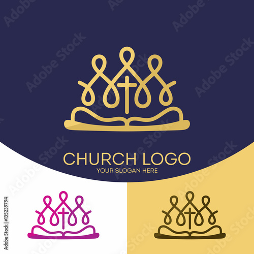 Church logo. Christian symbols. Christian symbols. Believers in the Lord Jesus Christ and the Holy Bible.