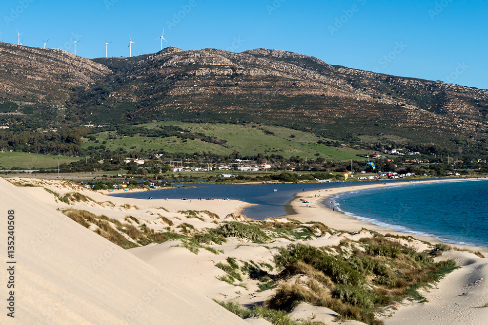 Valdevaqueros beach, located in Tarifa. Place highly prized for water sports and wind sports.Photo taken from the dune.