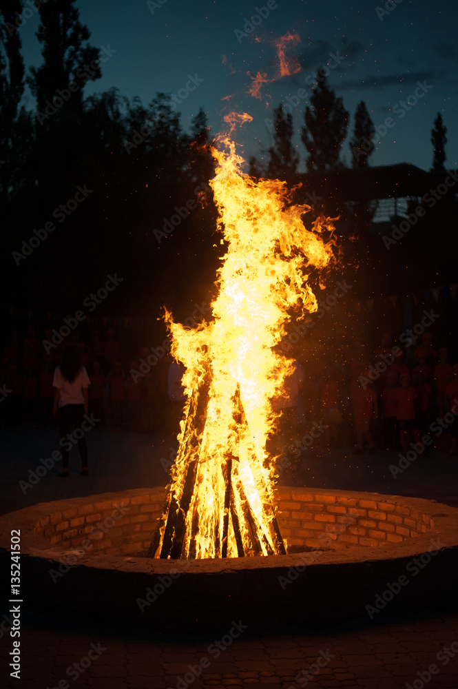 bonfire with sparkles in the children's summer camp