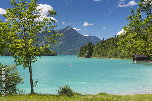 Bayern, Walchensee, Bucht Niedernach, Simetsberg photo