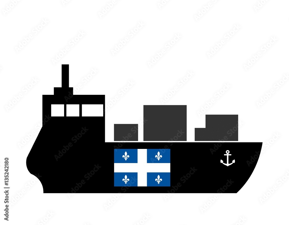 Drapeau du Québec sur un bateau cargo Drapeau du Québec sur un bateau cargo