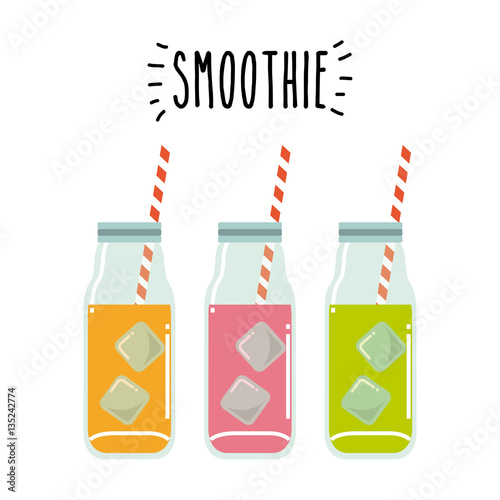 glasses with smoothies juices over white background. colorful design. vector illustration