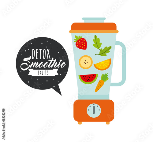 blender with fruits over white background. colorful design. vector illustration
