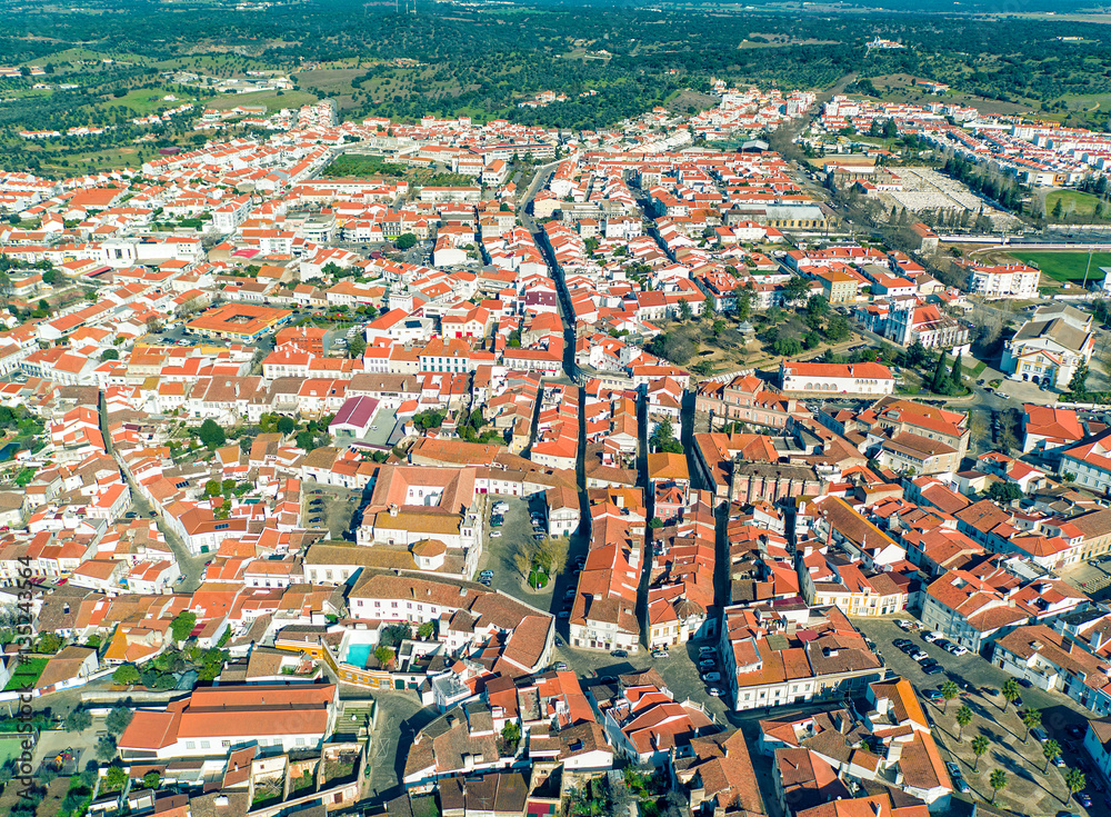 Aerial View Red Tiles Roofs