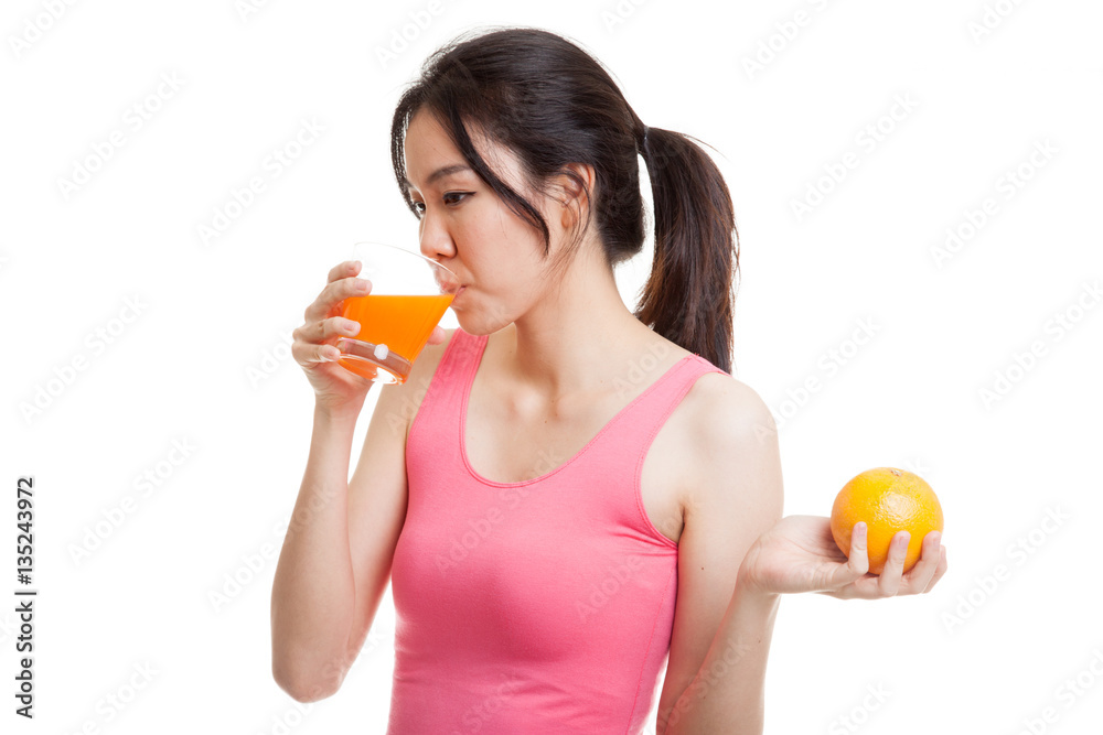 Beautiful Asian healthy girl with orange juice and orange fruit. Beautiful Asian healthy girl with orange juice and orange fruit.