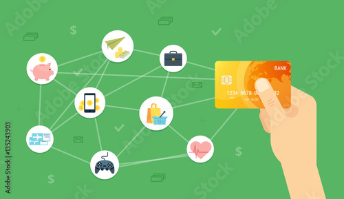 Golden Credit card vector illustration. Creative  concept for sites, web banners, printed materials, infographics.