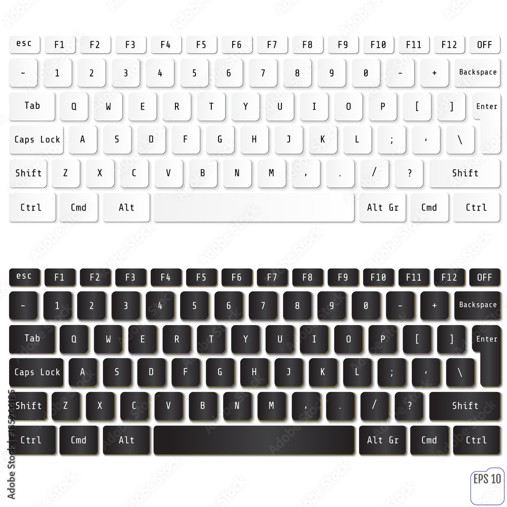 Vector illustration of modern laptop keyboards Vector illustration of modern laptop keyboards