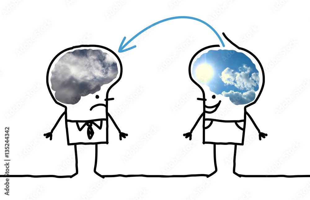 Cartoon Big Brain Man - optimistic and depressive Cartoon Big Brain Man - optimistic and depressive