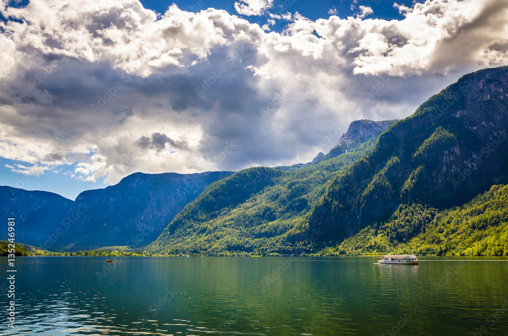 Fantastic landscape of Hallstatt lake, Austrian Alps, Salzkammergut, Austria, Europe Fantastic landscape of Hallstatt lake, Austrian Alps, Salzkammergut, Austria, Europe