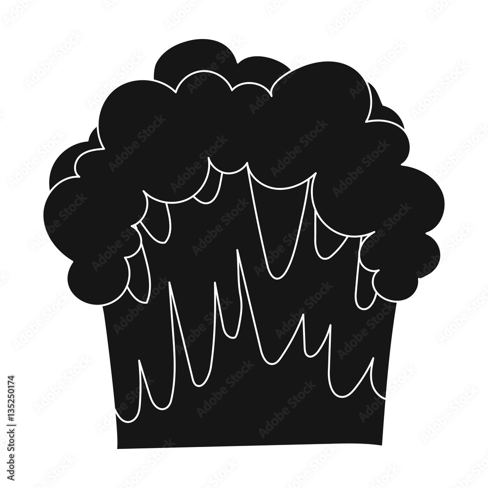 Nuclear explosion icon in black style isolated on white background ...