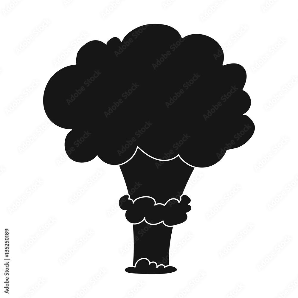 Nuclear explosion icon in black style isolated on white background ...