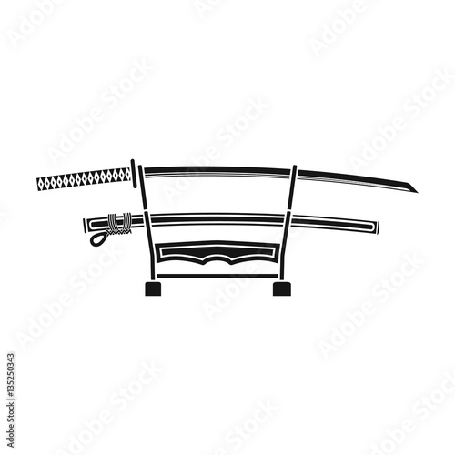 Katana icon in black style isolated on white background. Japan symbol stock vector illustration.