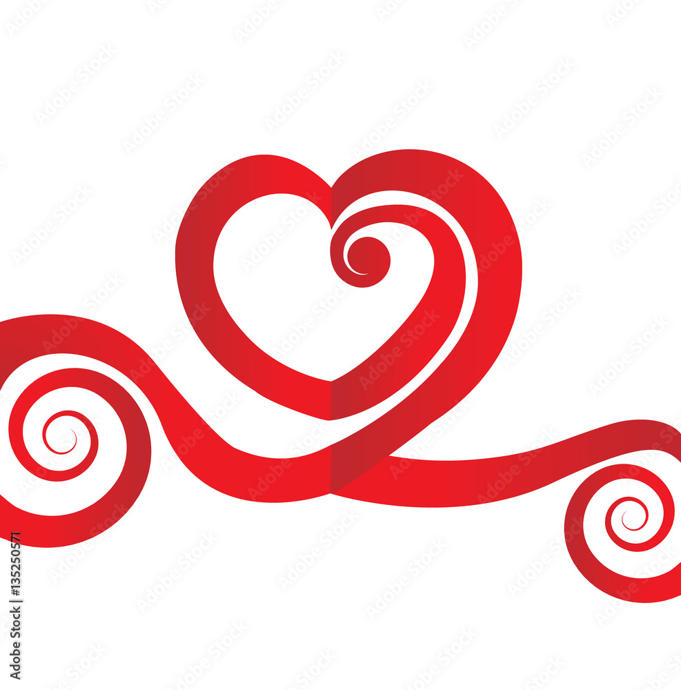 Valentines love heart ribbon symbol vector logo Valentines love heart ribbon symbol vector logo