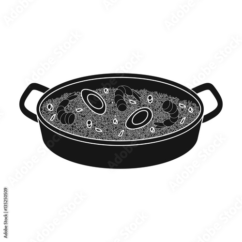 Paella icon in black style isolated on white background. Spain country symbol stock vector illustration.