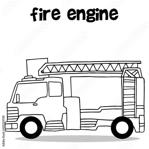 Hand draw of fire engine