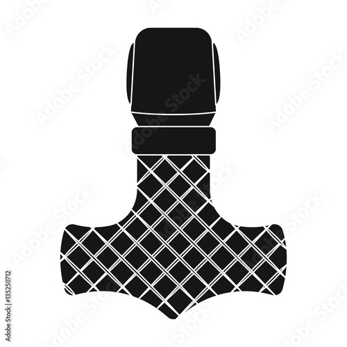 Viking god hammer icon in black style isolated on white background. Vikings symbol stock vector illustration.