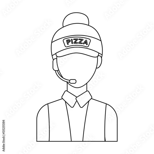 Saleswoman icon in outline style isolated on white background. Pizza and pizzeria symbol stock vector illustration.