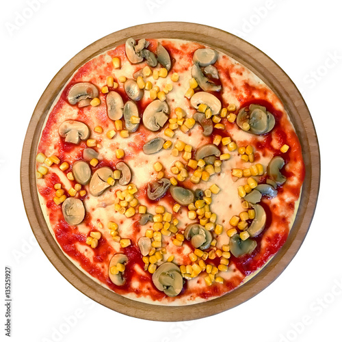 Pizza with mushrooms, tomato