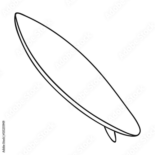 Surfboard icon in outline style isolated on white background. Surfing symbol stock vector illustration.