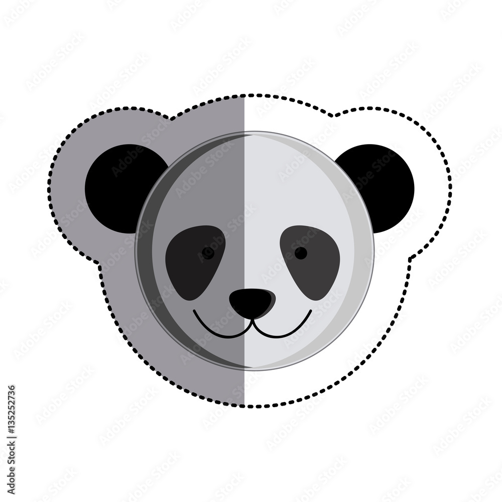 color sticker with panda head and middle shadow vector illustration color sticker with panda head and middle shadow vector illustration