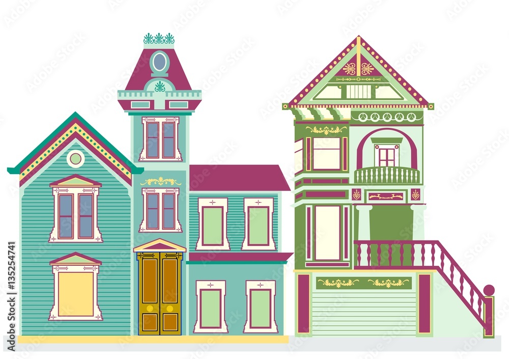 Victorian houses with lots of frills and gingerbread.