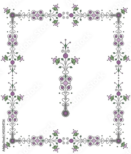 Frilly border design with decorative element. Fanciful pixie land style.