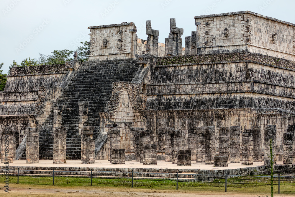 Temple of a Thousand Warriors at the Chichen Itza archaeological site in Yucatan, Mexico. Built by Toltec conquerors in 950 AD.