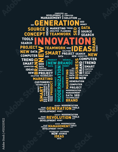 Vector word cloud of innovation light bulb / vector illustration eps-10.