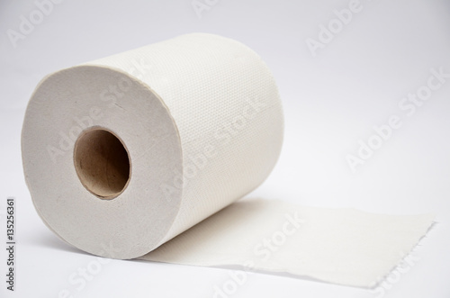 Toilet roll on the plain background