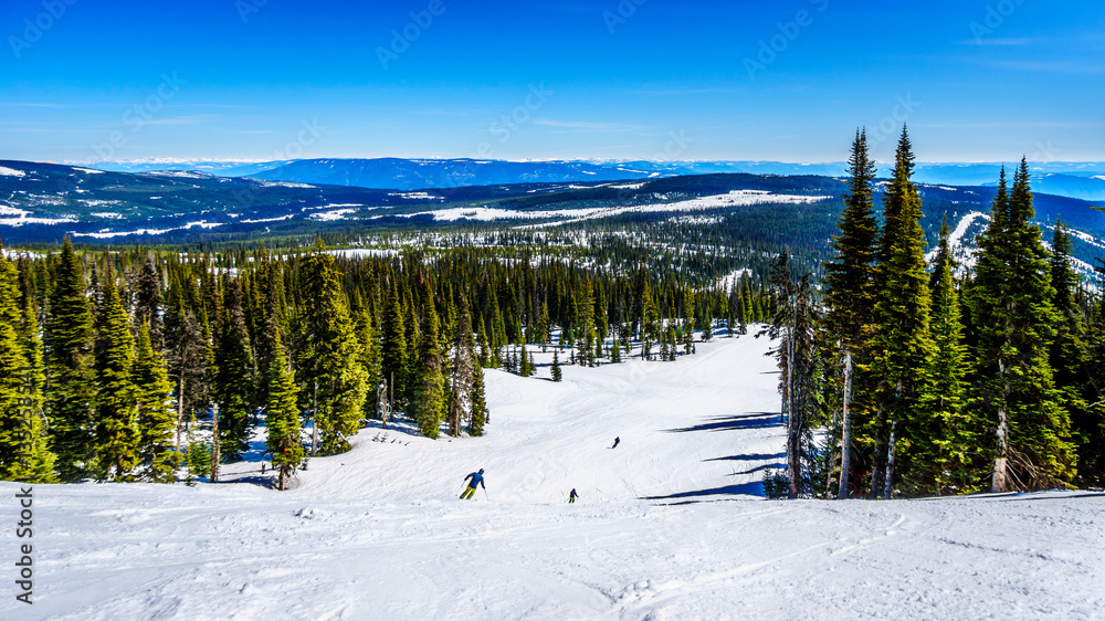 Spring Skiing at Sun Peaks in the Shuswap Highlands of central British Columbia, Canada