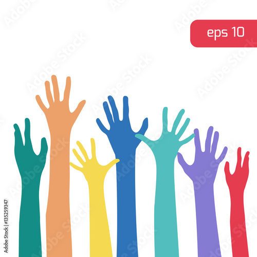 Colorful hands up