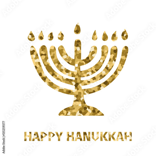 Golden color menorah on white