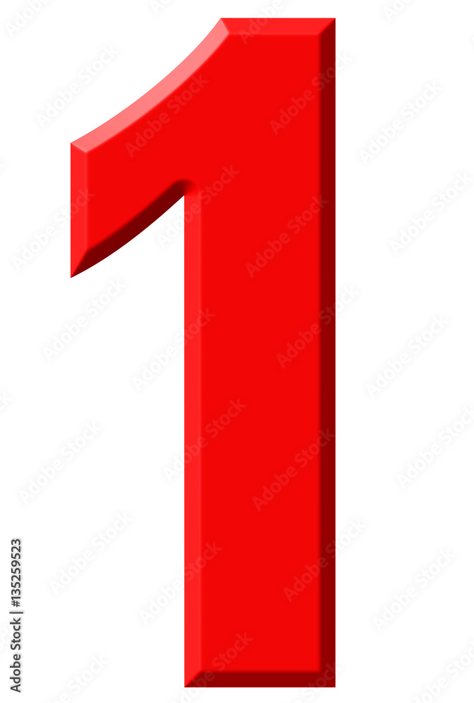 Numeral 1, one, isolated on white background, 3d render Numeral 1, one, isolated on white background, 3d render