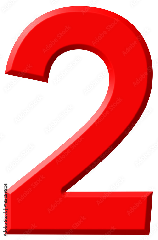 Numeral 2, two, isolated on white background, 3d render Numeral 2, two, isolated on white background, 3d render