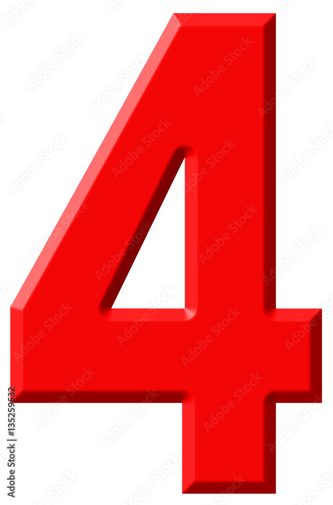 Numeral 4, four, isolated on white background, 3d render Numeral 4, four, isolated on white background, 3d render