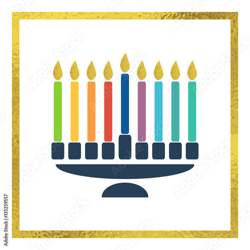 Vector menorah with bright candles