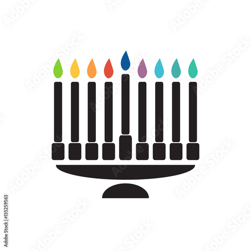 Vector menorah with colorful flame