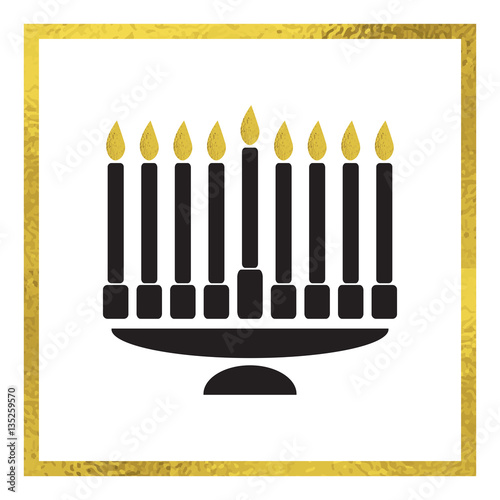 Vector menorah with golden foil