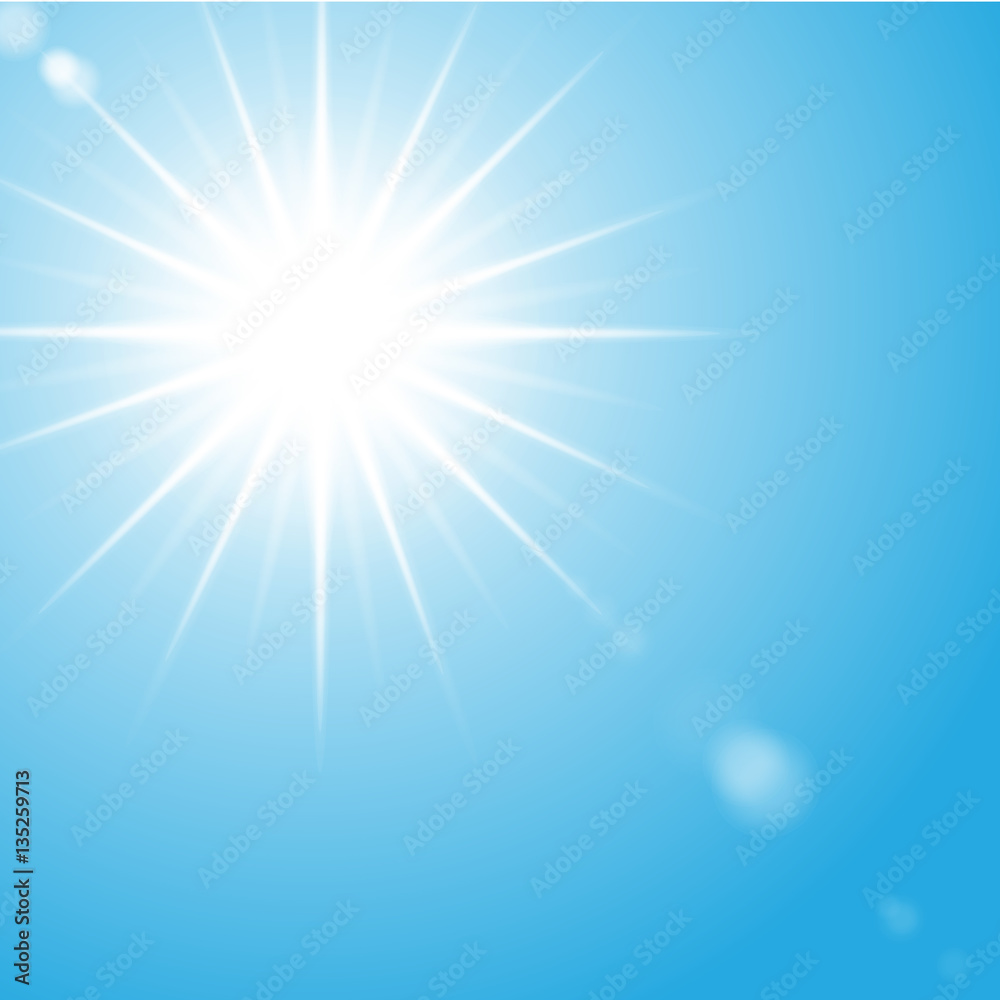 Sun rays on Blue Sky Background Sun rays on Blue Sky Background