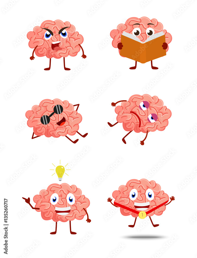 Fototapeta premium Cute Brain cartoon 