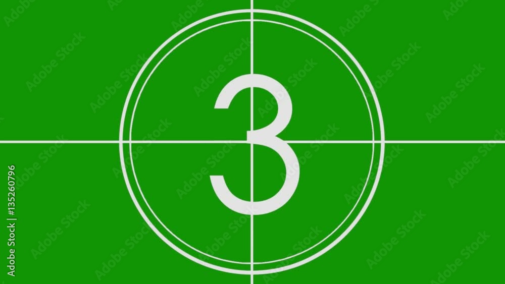 Old Film Countdown Animated Leader Graphic 10 - 0 Greenscreen 2
