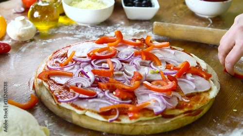 prepearing tasty homemade pizza