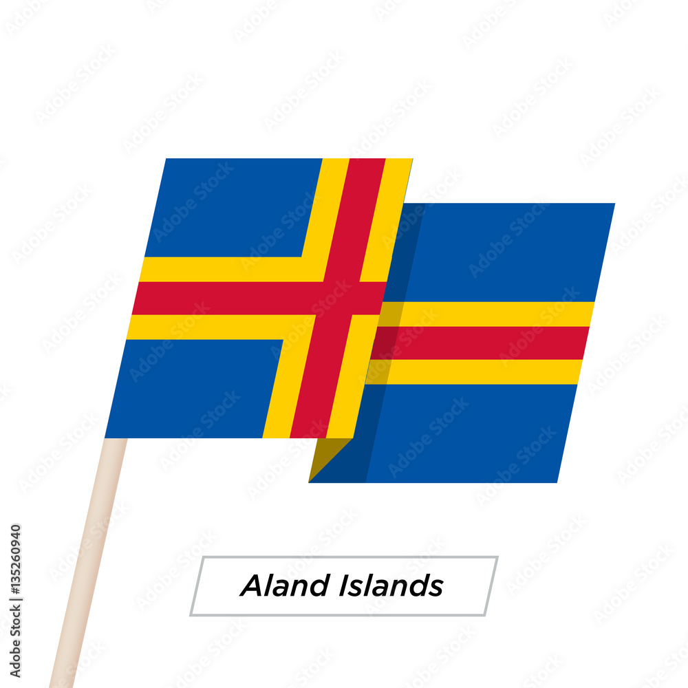 Fototapeta premium Aland Island Ribbon Waving Flag Isolated on White. Vector Illustration.