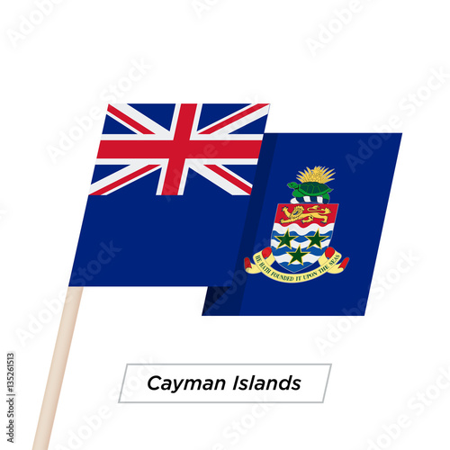 Cayman Islands Ribbon Waving Flag Isolated on White. Vector Illustration.