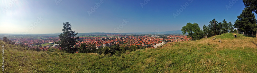 Leskovac panorama - view from archeological park Hisar in southern Serbia