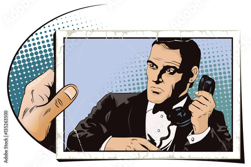 Secret agent on a mission. People in retro style.